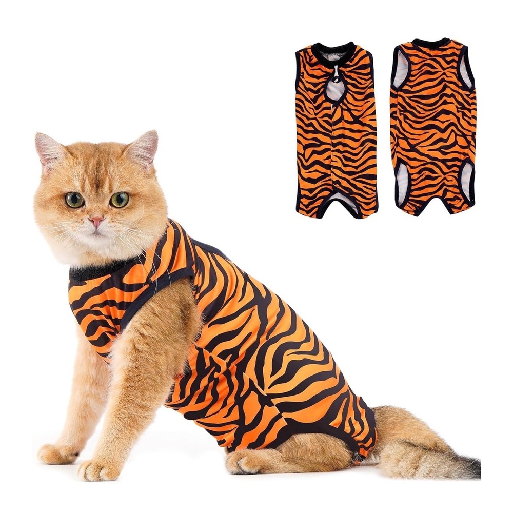Avont Cat Recovery Suit Kitten Tiger Print  Spay‎ Suit Size M+